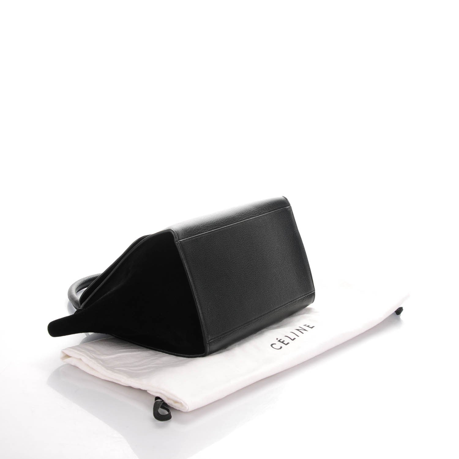 Celine Drummed Calfskin Suede Small Trapeze Black 4 of 7