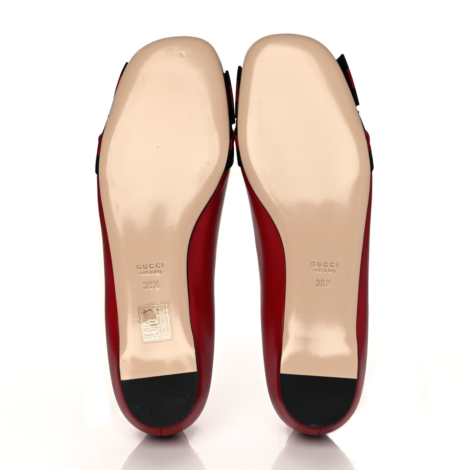 Gucci Calfskin Web Bow Ballerina Flat 38.5 Red 5 of 9
