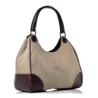 Gucci Canvas Guccissima Wooden Handle Shoulder Bag Brown 3 of 10