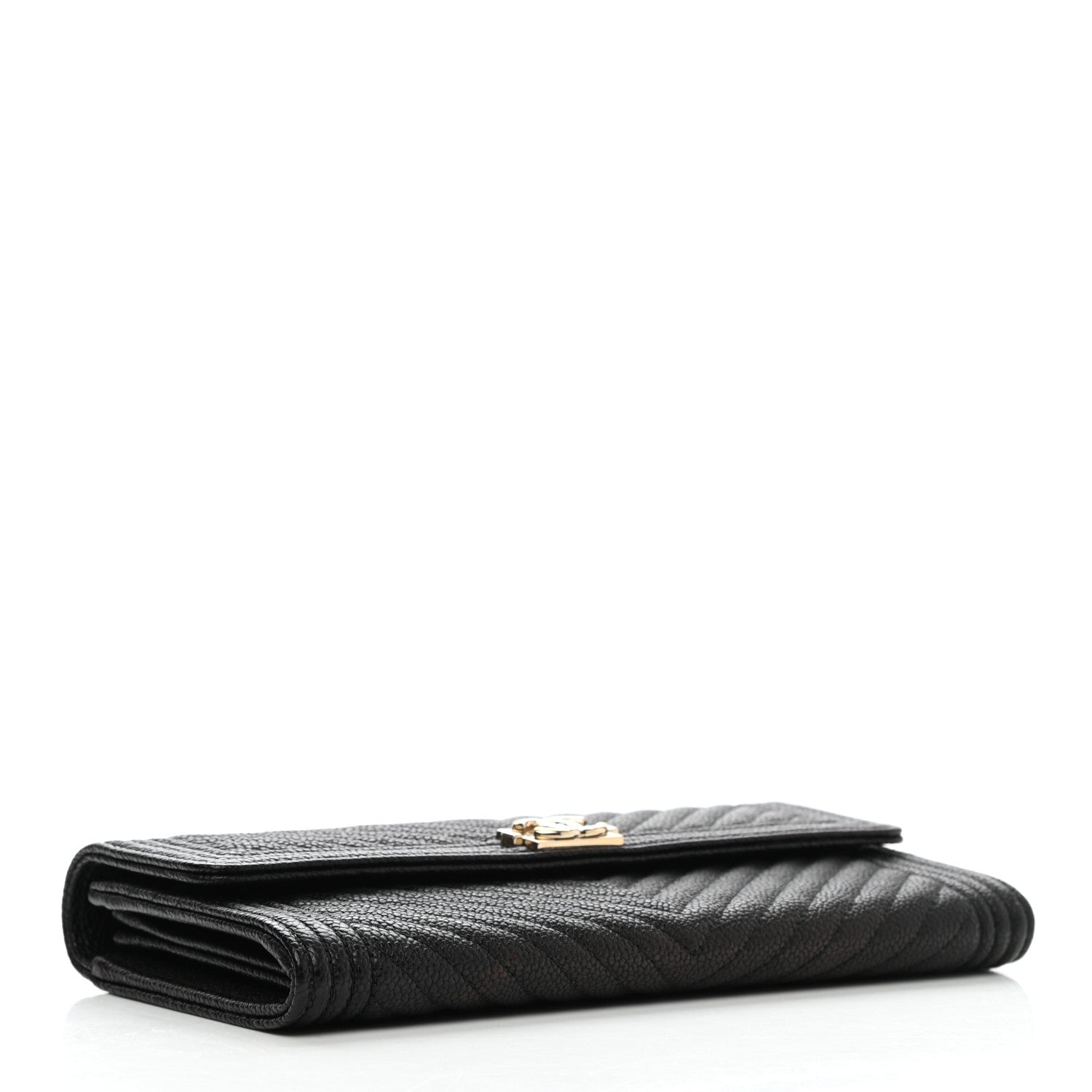 Chanel Caviar Chevron Quilted Boy Flap Wallet Black 4 of 9
