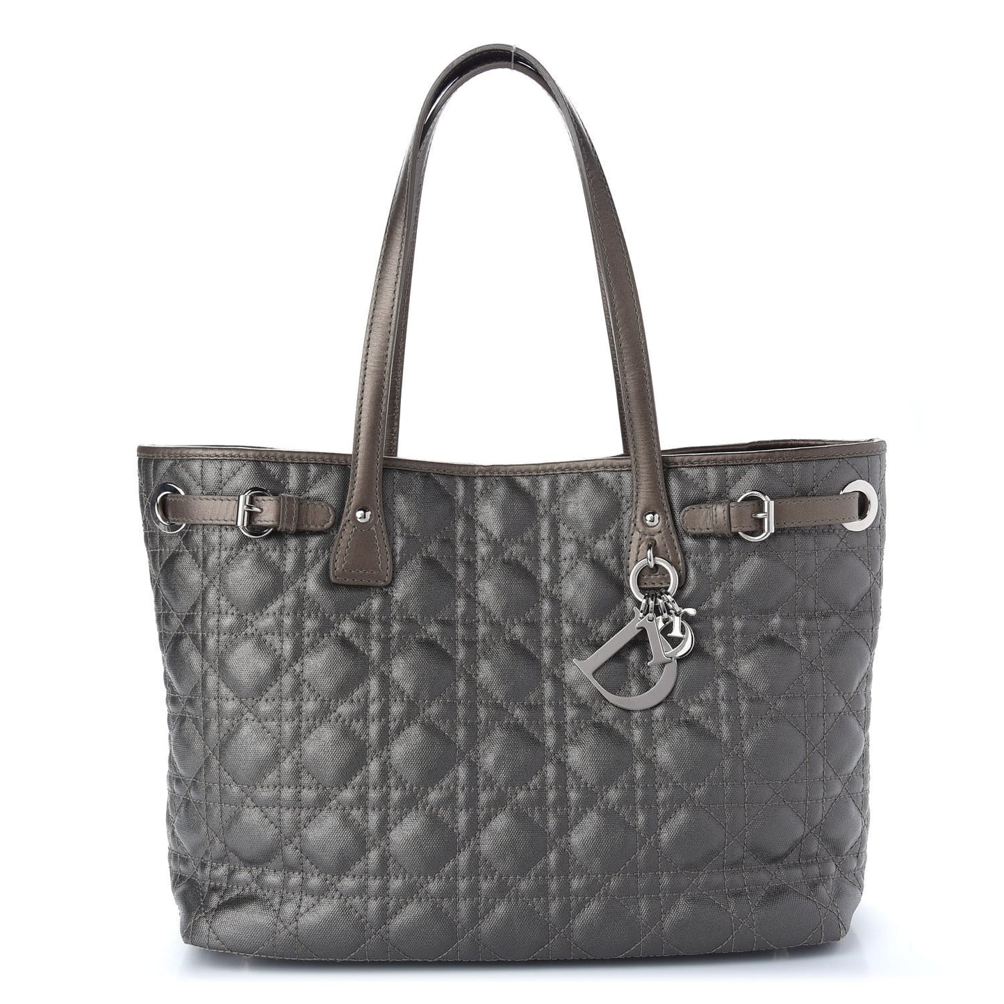 Coated Canvas Cannage Medium Panarea Tote Grey