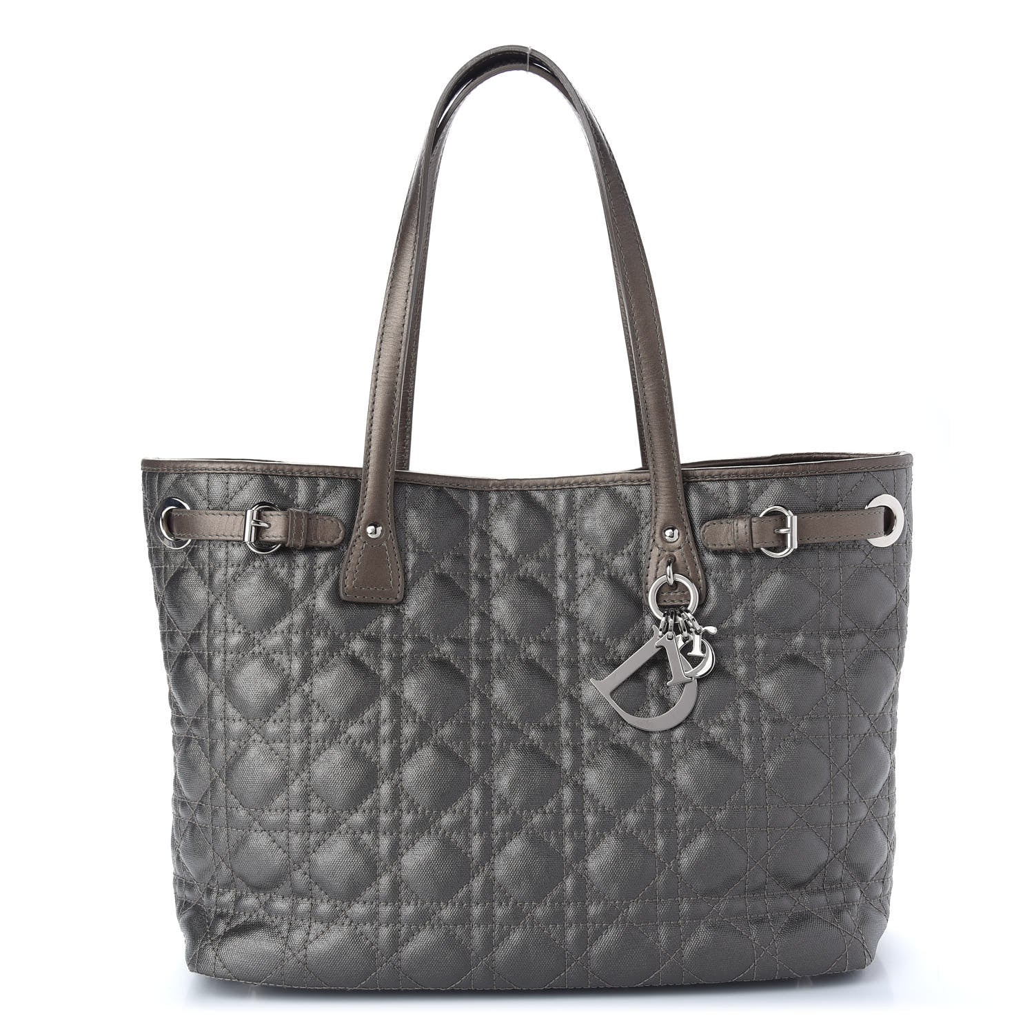 Christian Dior Coated Canvas Cannage Medium Panarea Tote Grey 1 of 9