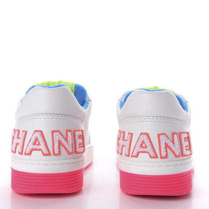 Chanel Calfskin Womens Logo Sneakers 36.5 Pink Multicolor 5 of 9
