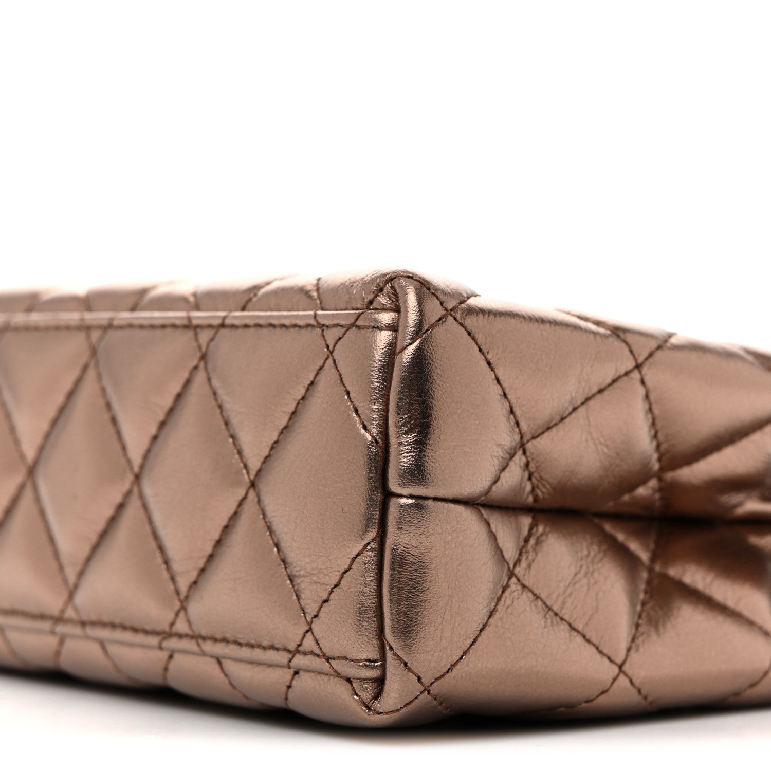 Chanel Metallic Aged Calfskin Quilted Nano Kelly Shopper Light Brown 10 of 11