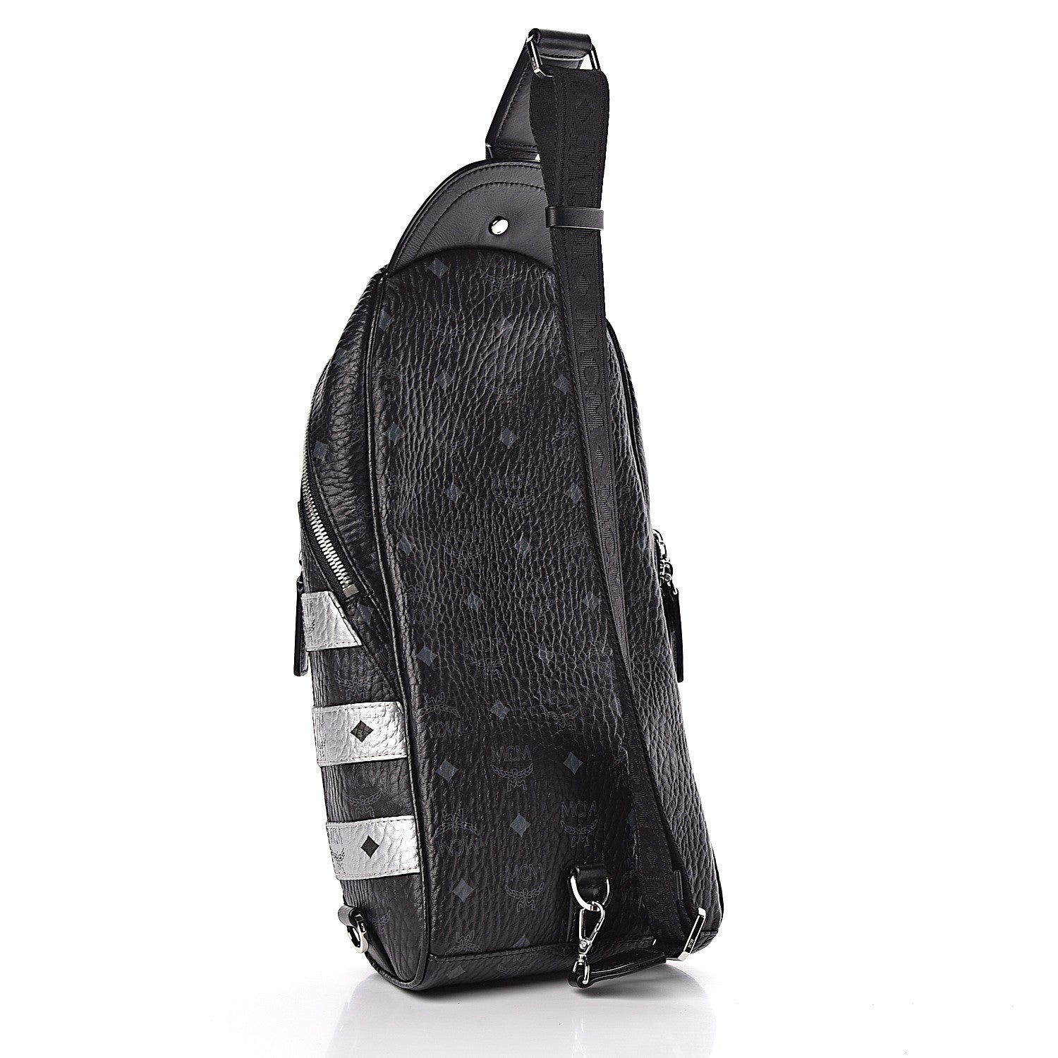 MCM Visetos Spot Medium Sling Bag Black Silver 3 of 10