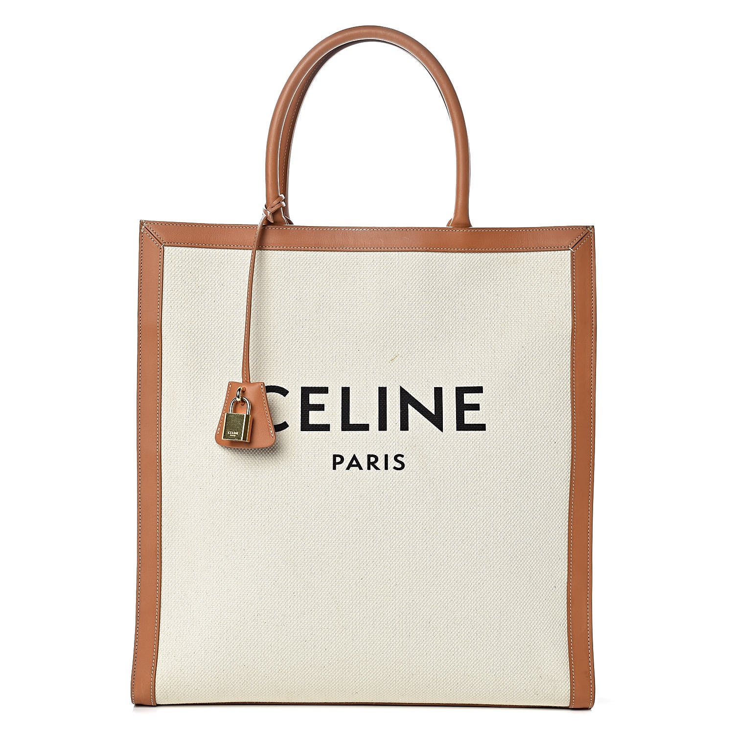 Celine Canvas Calfskin Vertical Cabas Natural Tan 1 of 19
