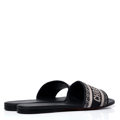 Christian Dior Canvas Embroidered Dway Mules Slide Sandals 39 Deep Blue 3 of 6