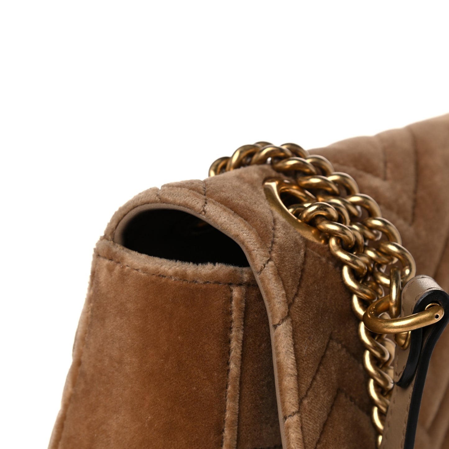 Velvet Matelasse Medium GG Marmont Shoulder Bag Taupe