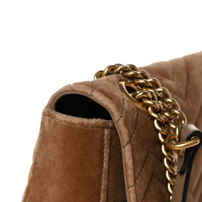 Gucci Velvet Matelasse Medium GG Marmont Shoulder Bag Taupe 14 of 15