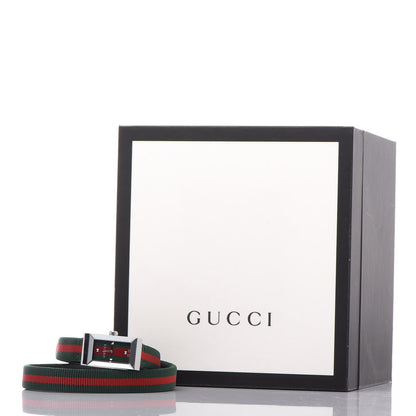 Gucci Stainless Steel Nylon 14mm Web G-Frame Double Wrap Quartz Watch Green 8 of 8