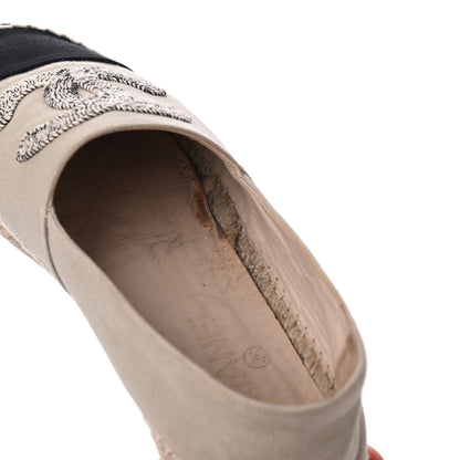 Chanel Canvas Grosgrain CC Espadrilles 39 Beige Black 10 of 19
