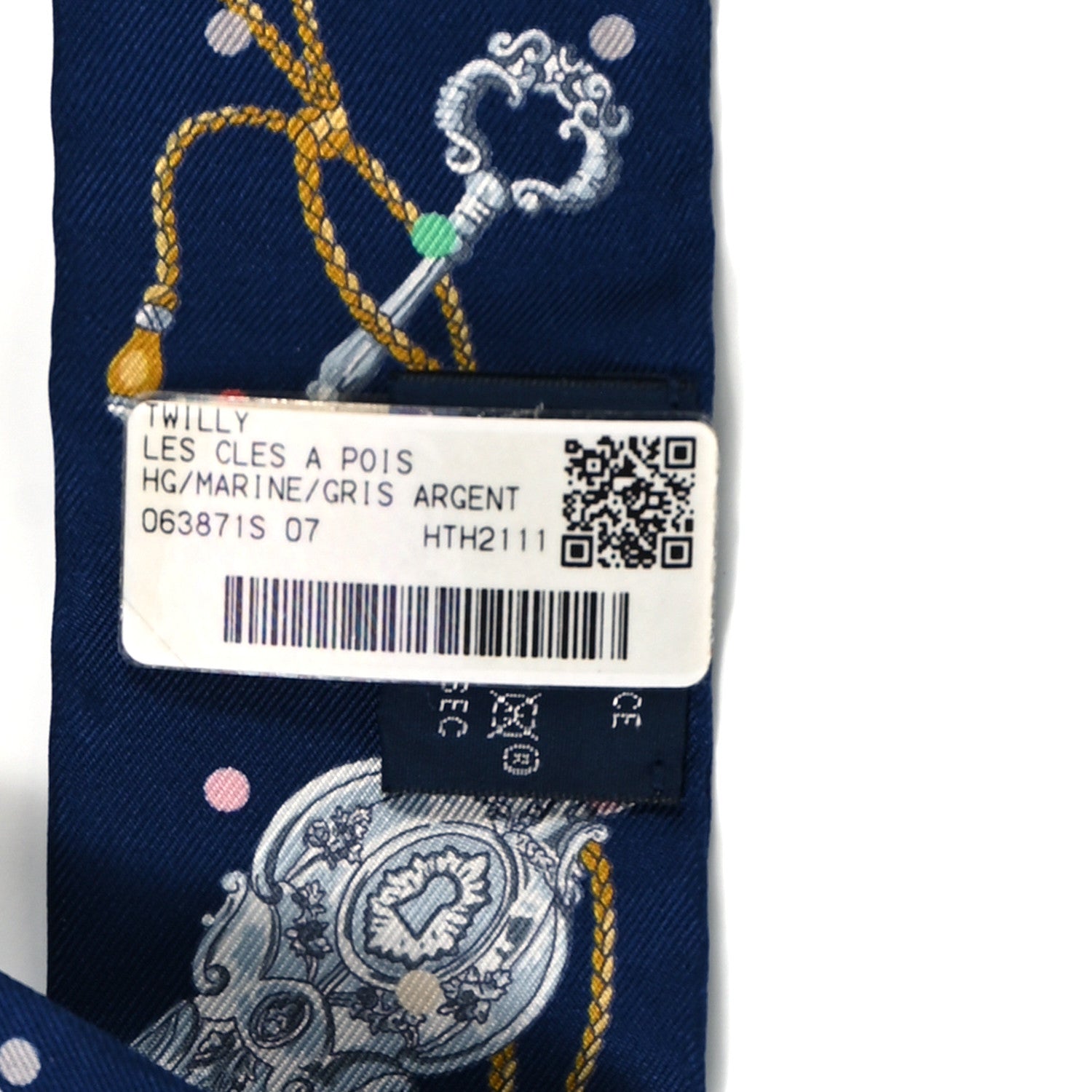 Hermes Silk Les Cles A Pois Twilly Marine Gris Argent 3 of 4