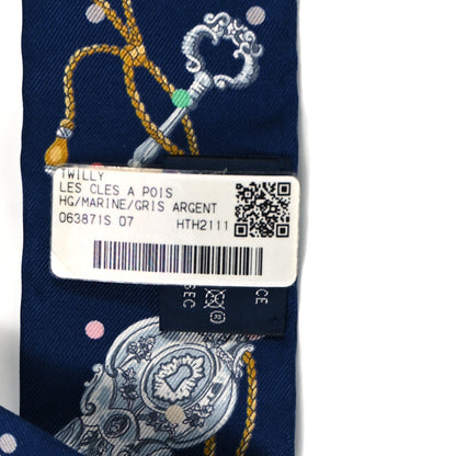 Hermes Silk Les Cles A Pois Twilly Marine Gris Argent 3 of 4
