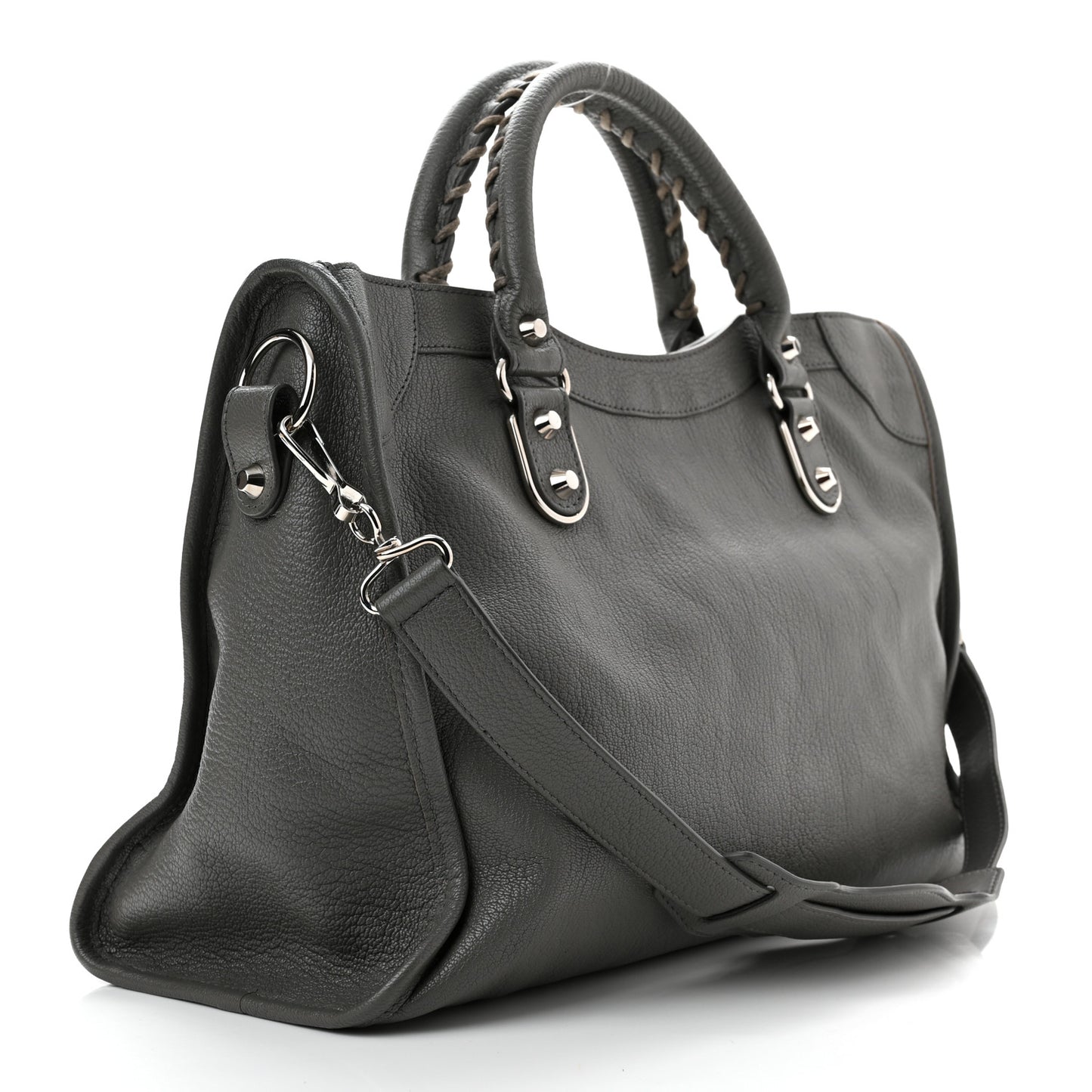 Chevre Silver Metallic Edge Hardware City Gris Acier