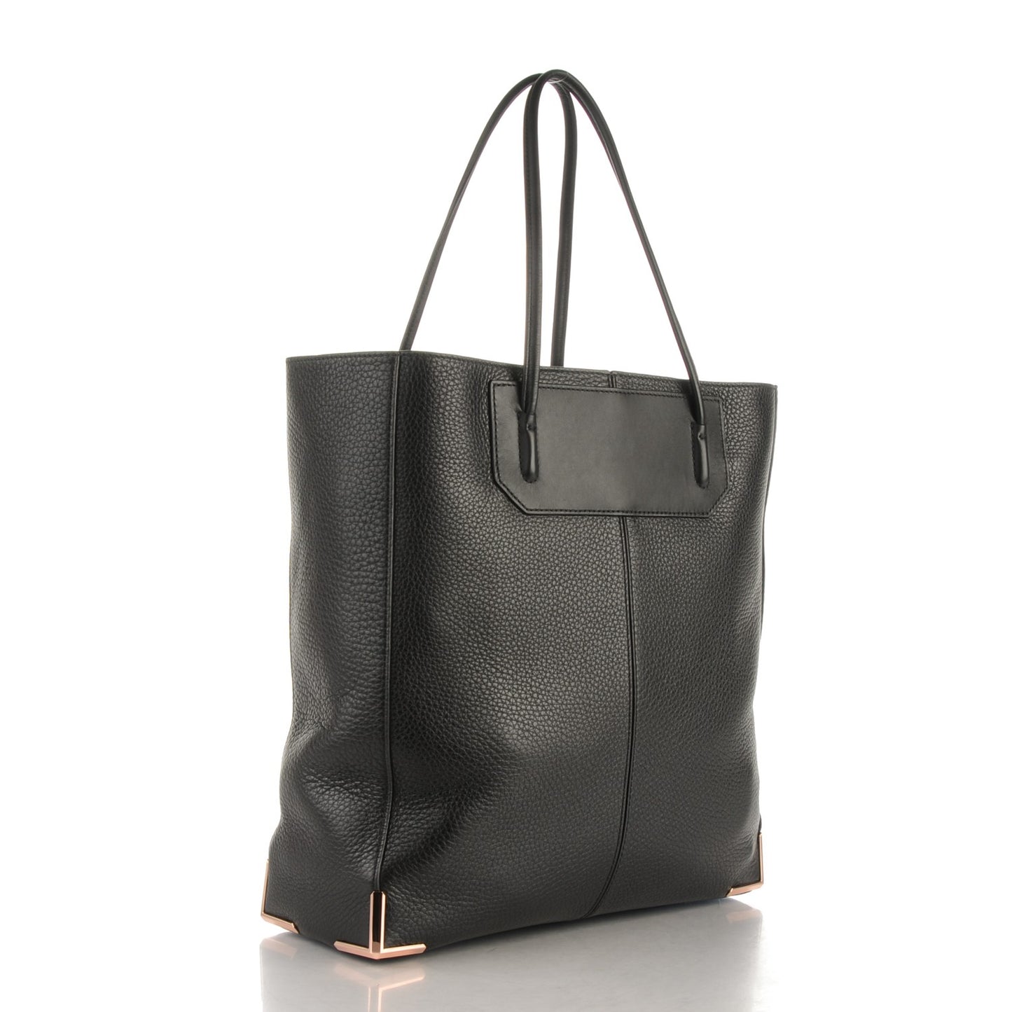 Pebbled Calfskin Prisma Skeletal Tote Black Rose Gold Hardware