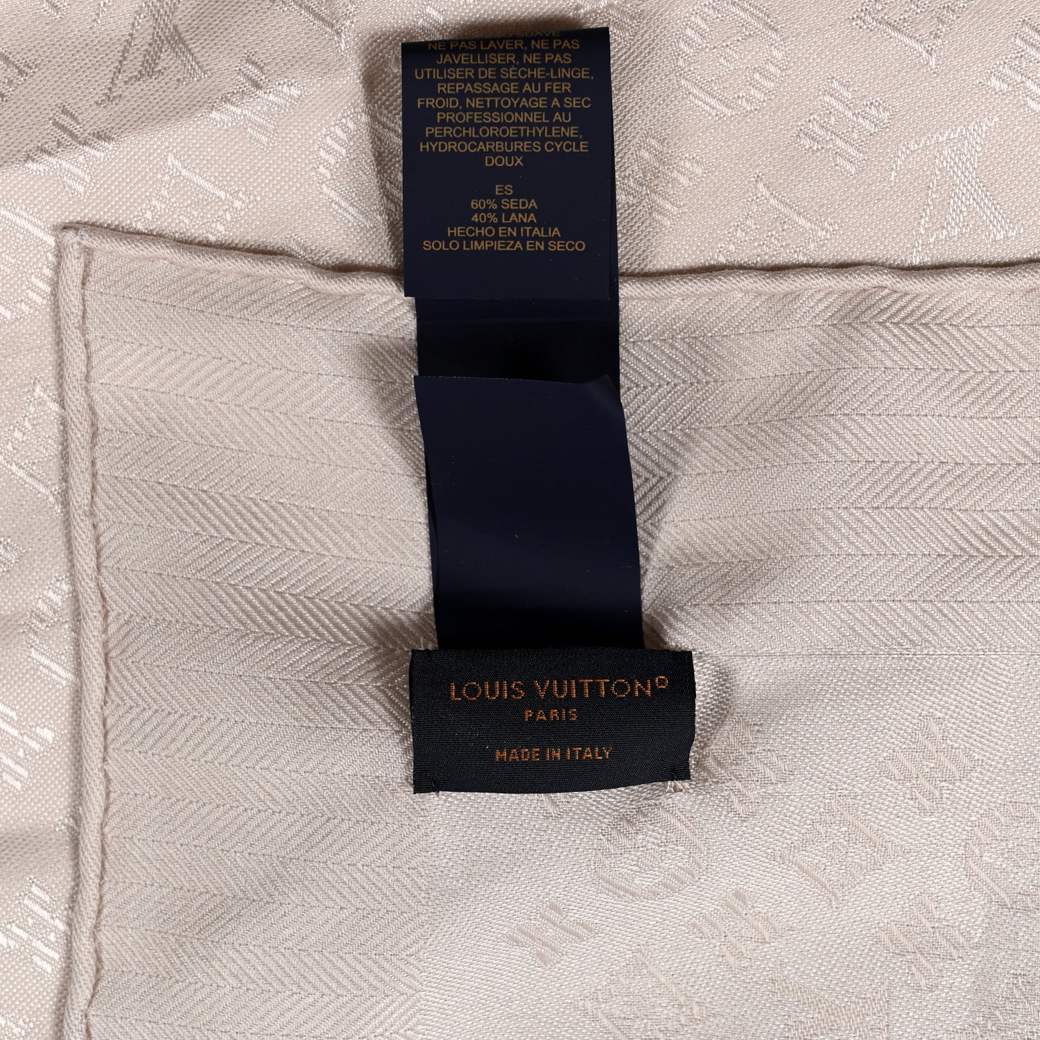 Louis Vuitton Wool Silk Monogram Evermore Shawl Creme 3 of 5
