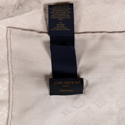 Louis Vuitton Wool Silk Monogram Evermore Shawl Creme 3 of 5
