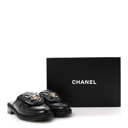 Chanel Lambskin Quilted CC Turnlock Mules 36 Black 10 of 12