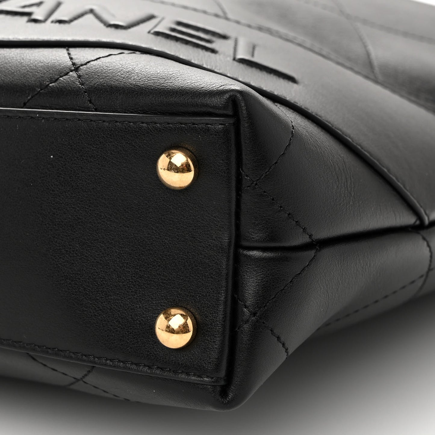 Calfskin Stitched CC Shopper Tote Black