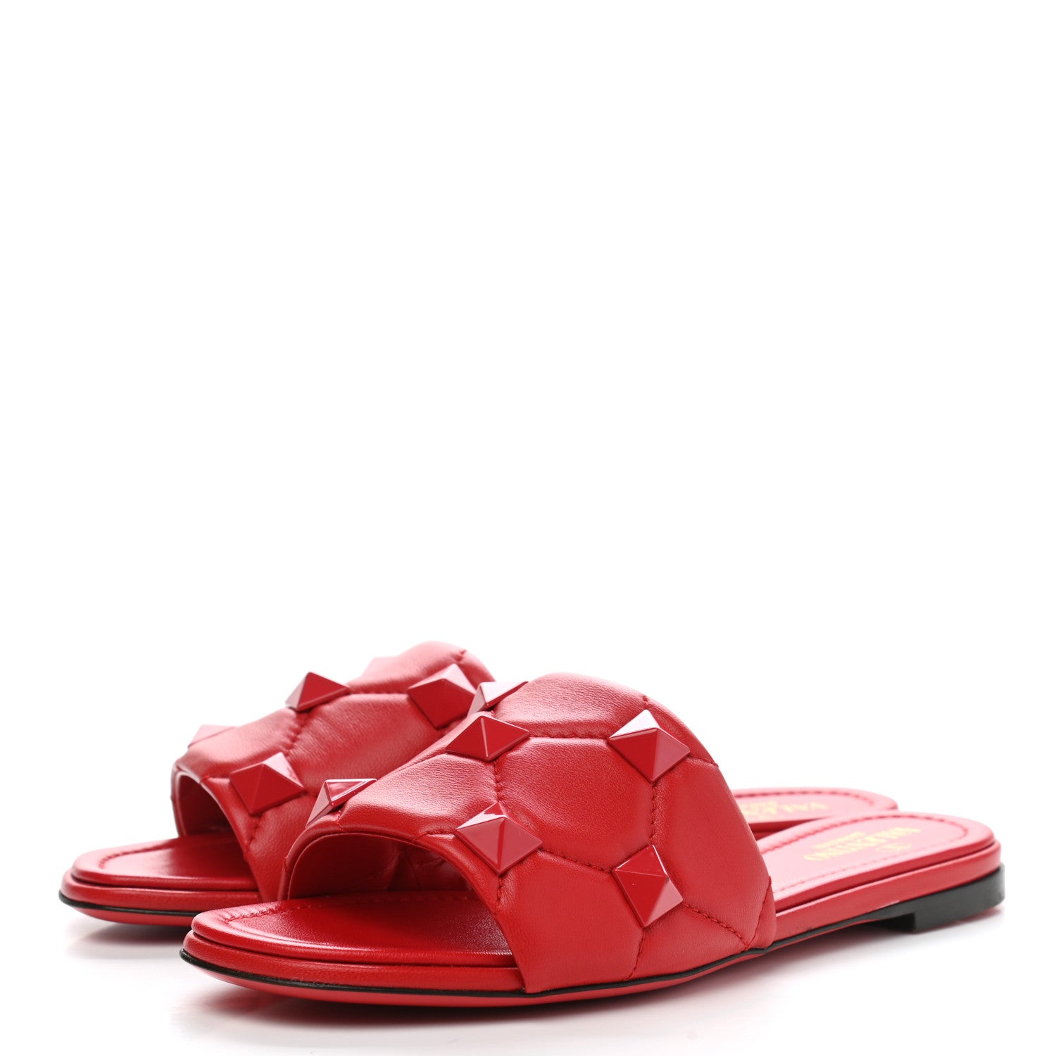Valentino Garavani Nappa Monochrome Roman Stud Flat Slide Sandals 36.5 Rouge Pur 3 of 9