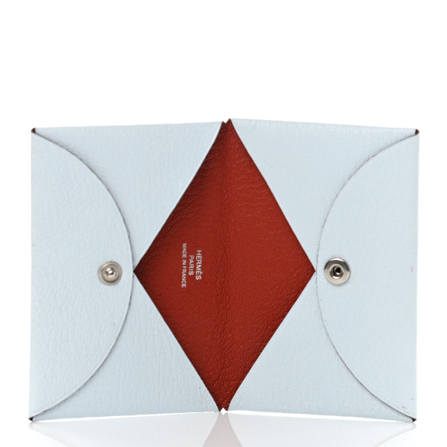 Hermes Chevre Mysore Verso Calvi Card Case Bleu Brume Brique 5 of 8