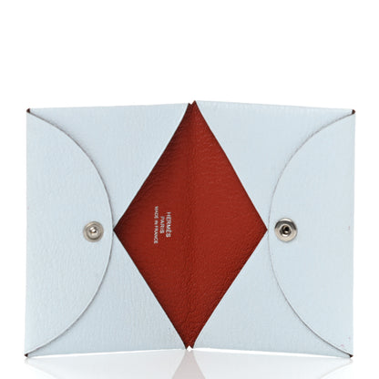 Hermes Chevre Mysore Verso Calvi Card Case Bleu Brume Brique 5 of 8