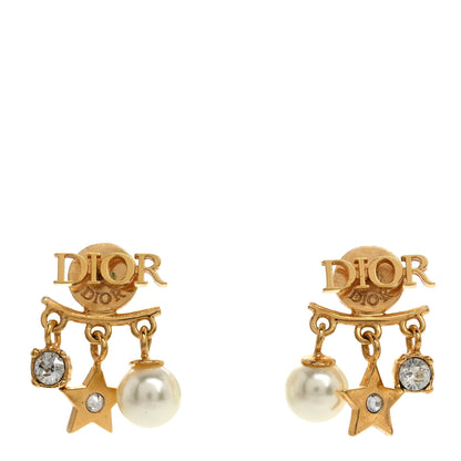 Christian Dior Pearl Crystal Dio(R)evolution Earrings Aged Gold 1 of 4