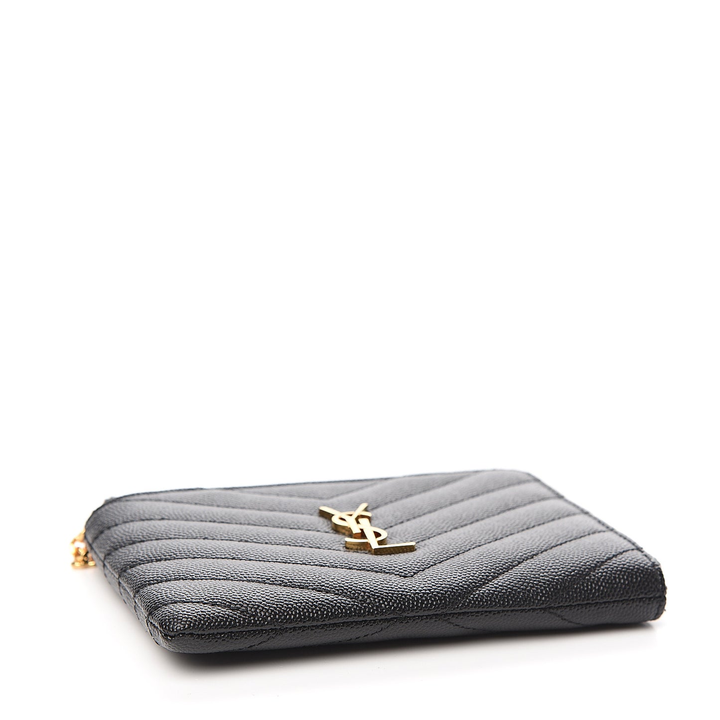 Grain de Poudre Matelasse Monogram Key Pouch Black