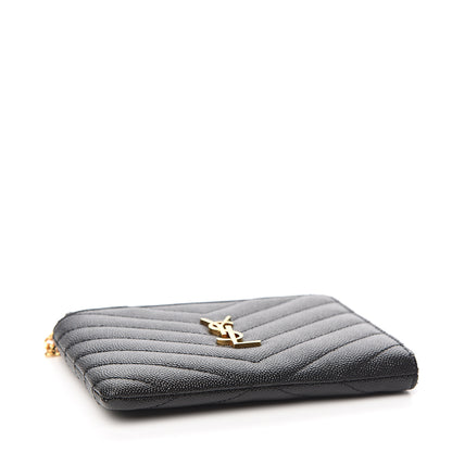 Saint Laurent Grain de Poudre Matelasse Monogram Key Pouch Black 3 of 6