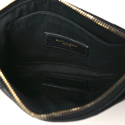 Saint Laurent Grain De Poudre Chevron Monogram Bill Pouch Black 5 of 8