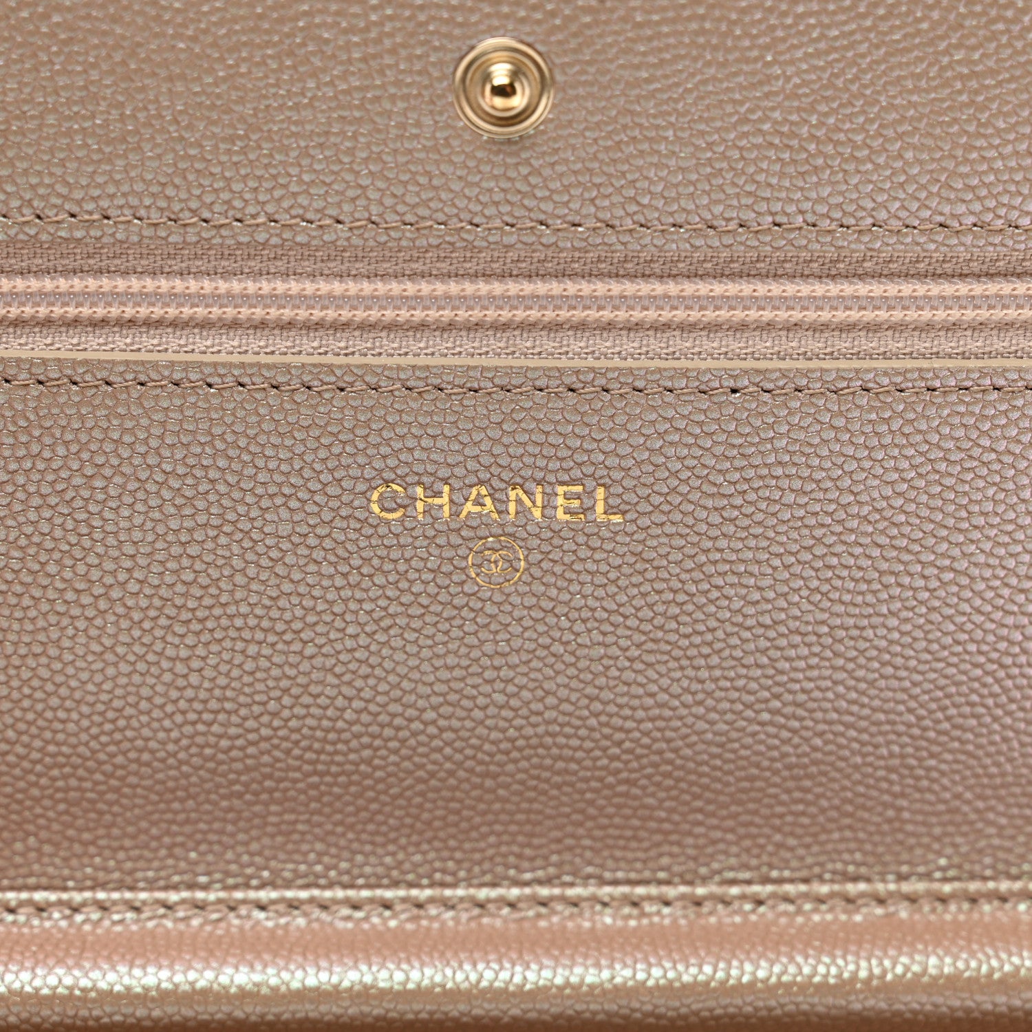 Chanel Iridescent Caviar Quilted Wallet On Chain WOC Beige 8 of 13