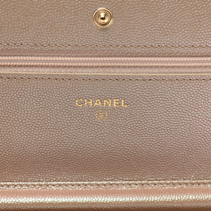 Chanel Iridescent Caviar Quilted Wallet On Chain WOC Beige 8 of 13