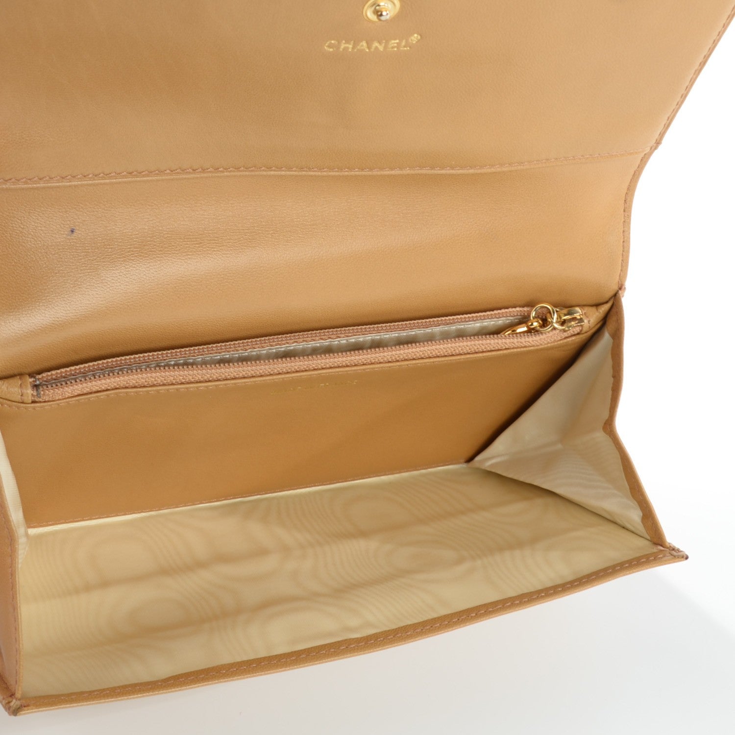 Chanel Lambskin Chocolate Bar Quilted Long Wallet Beige 8 of 8