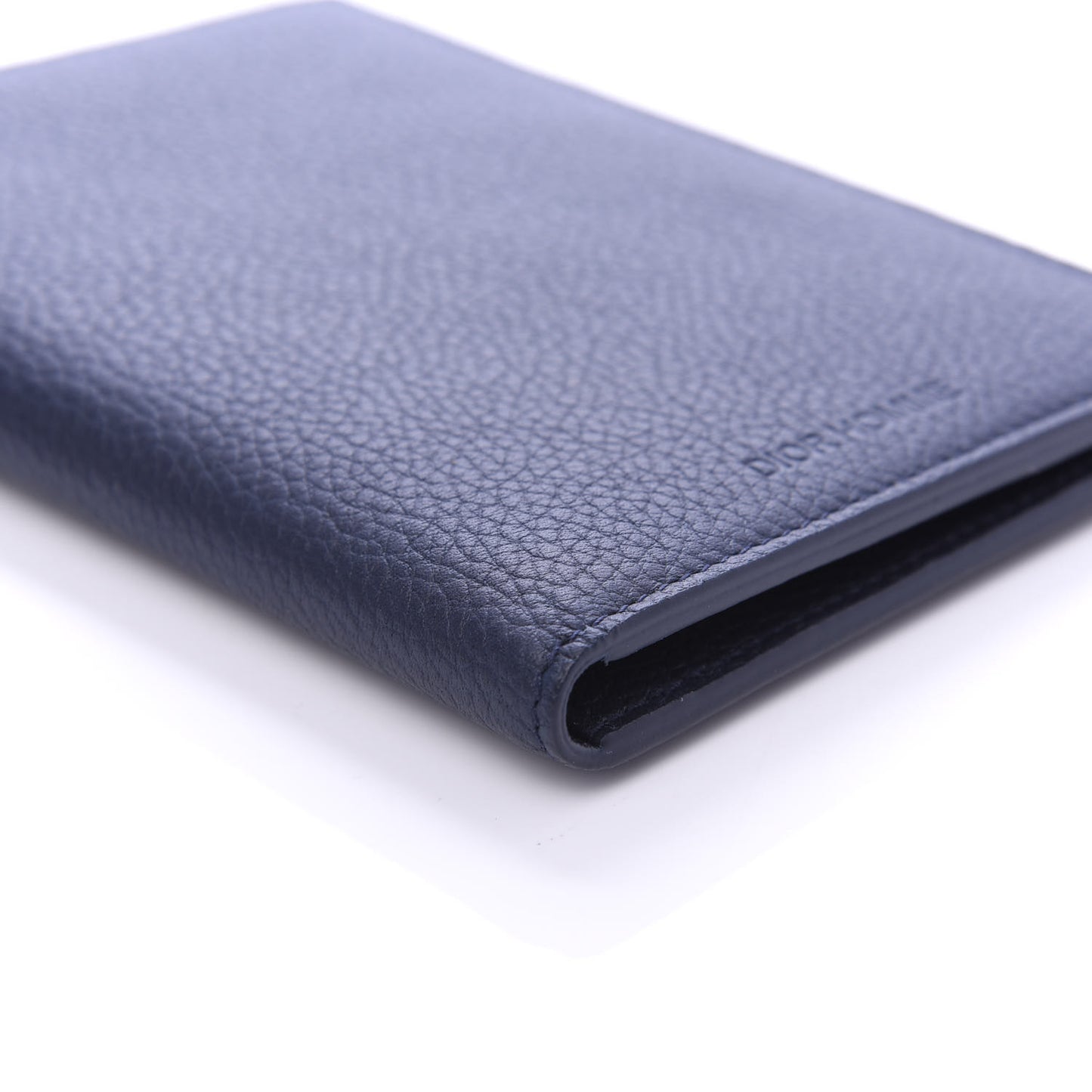 HOMME Grained Calfskin Passport Holder Navy Blue