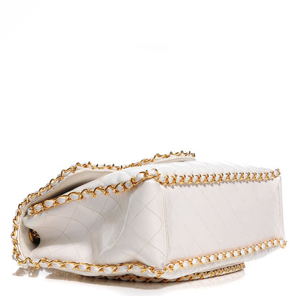 Chanel Patent Quilted Jumbo XL Chain Around Flap White 4 of 9