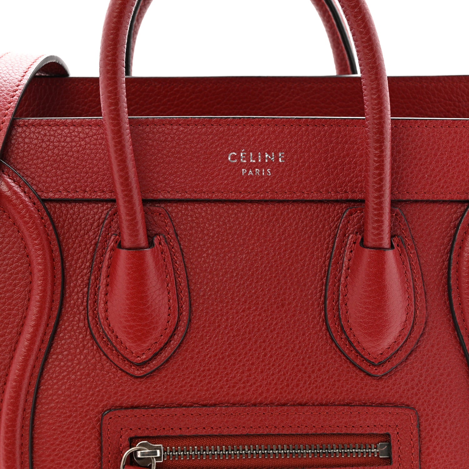 Celine Drummed Calfskin Nano Luggage Merlot 8 of 12