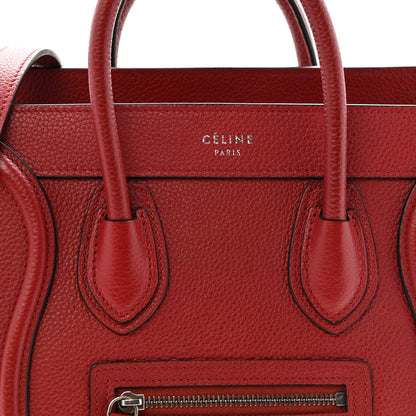 Celine Drummed Calfskin Nano Luggage Merlot 8 of 12
