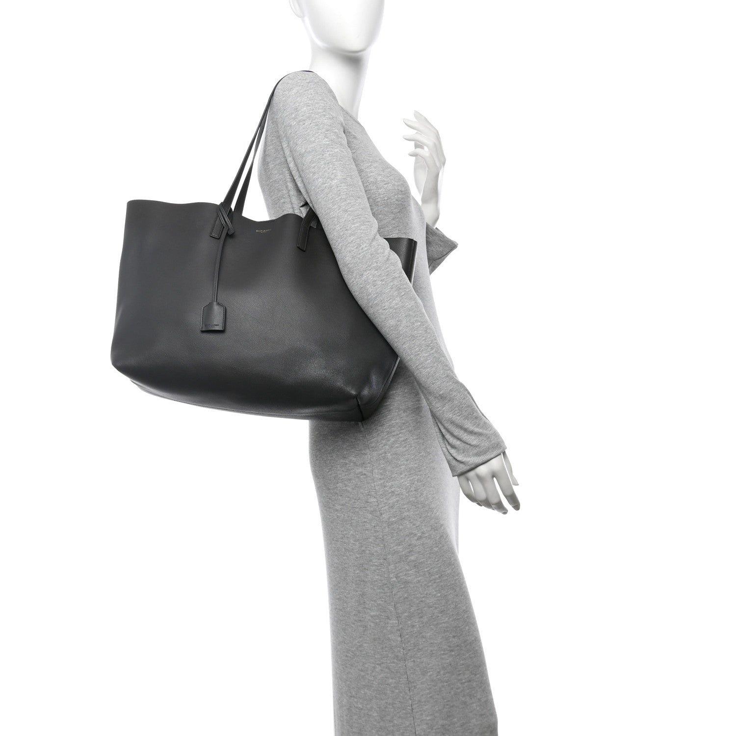 Saint Laurent Calfskin Large Shopping Tote Fog 2 of 13