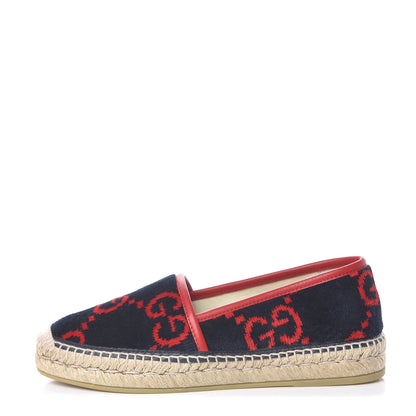 Gucci Terry Cloth GG Monogram Espadrilles 35.5 Blue Red 1 of 12
