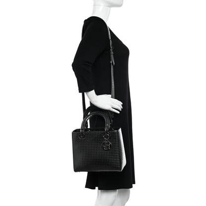 Christian Dior Patent Micro-Cannage Medium Lady Dior Onyx Black 2 of 9