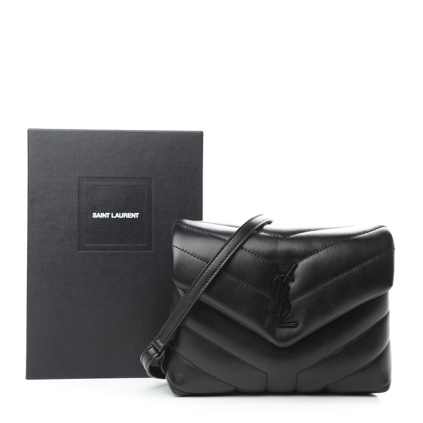 Calfskin Y Quilted Monogram Toy Loulou Crossbody Bag Black