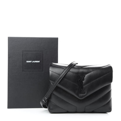 Saint Laurent Calfskin Y Quilted Monogram Toy Loulou Crossbody Bag Black 10 of 10
