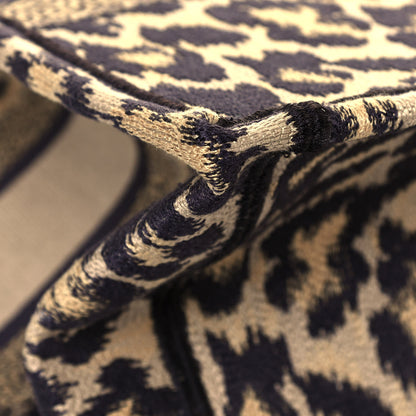 Christian Dior Canvas Mizza Embroidered Medium Leopard Book Tote Beige 9 of 14