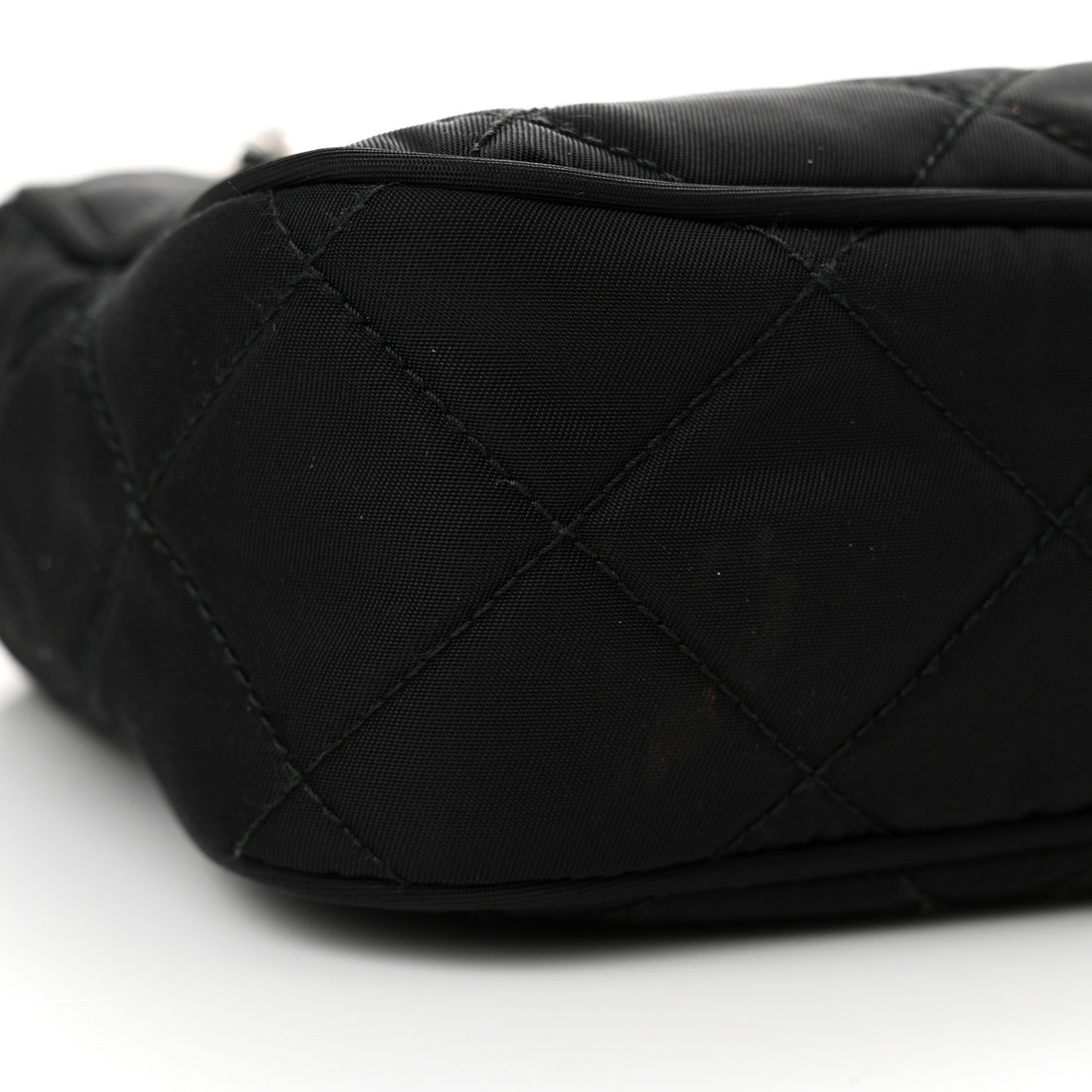 Nylon Tessuto Impuntu Quilted Bandoliera Crossbody Bag Black