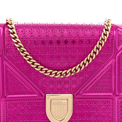 Christian Dior Metallic Patent Micro-Cannage Diorama Wallet on Chain Pouch Pink 8 of 12
