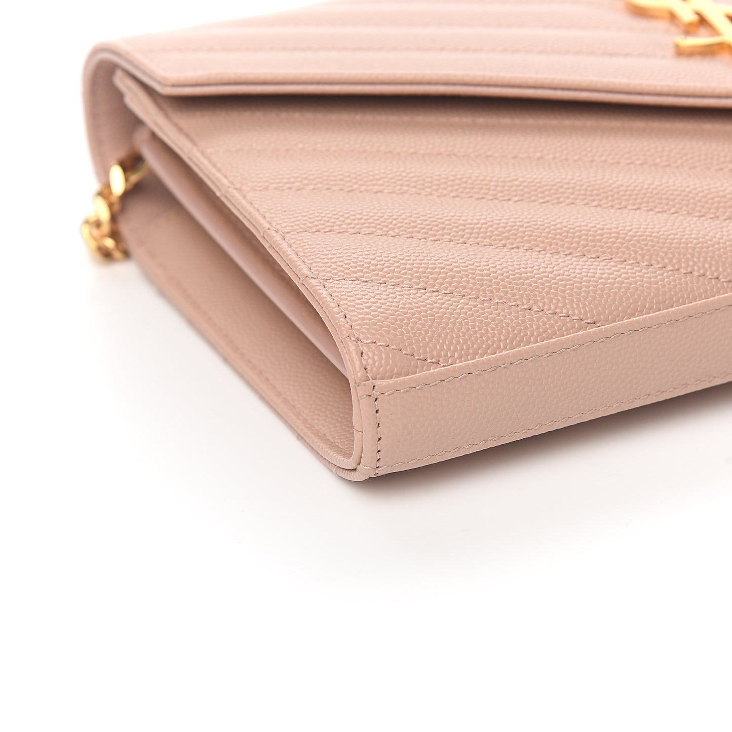 Grain De Poudre Matelasse Chevron Monogram Chain Wallet Pale Pink