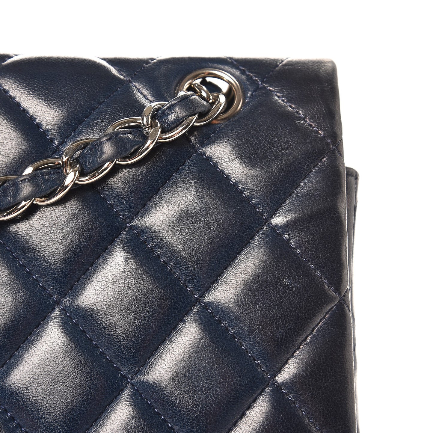 Lambskin Quilted Maxi Single Flap Navy