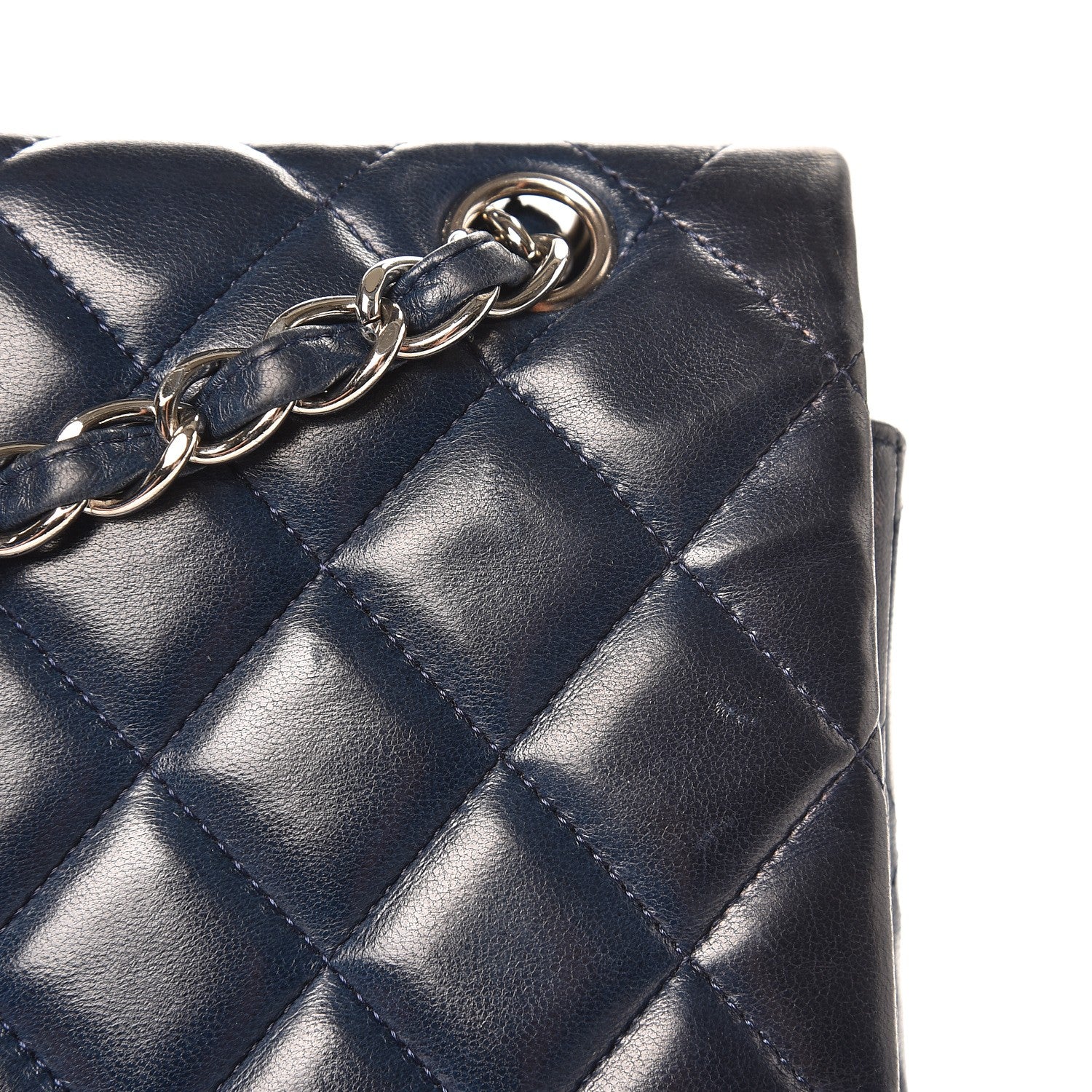 Chanel Lambskin Quilted Maxi Single Flap Navy 14 of 16