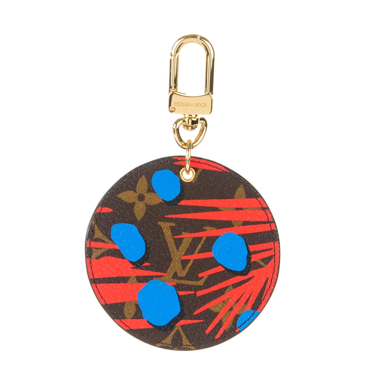 Monogram Jungle Dots Bag Charm Key Holder Coquelicot Denim