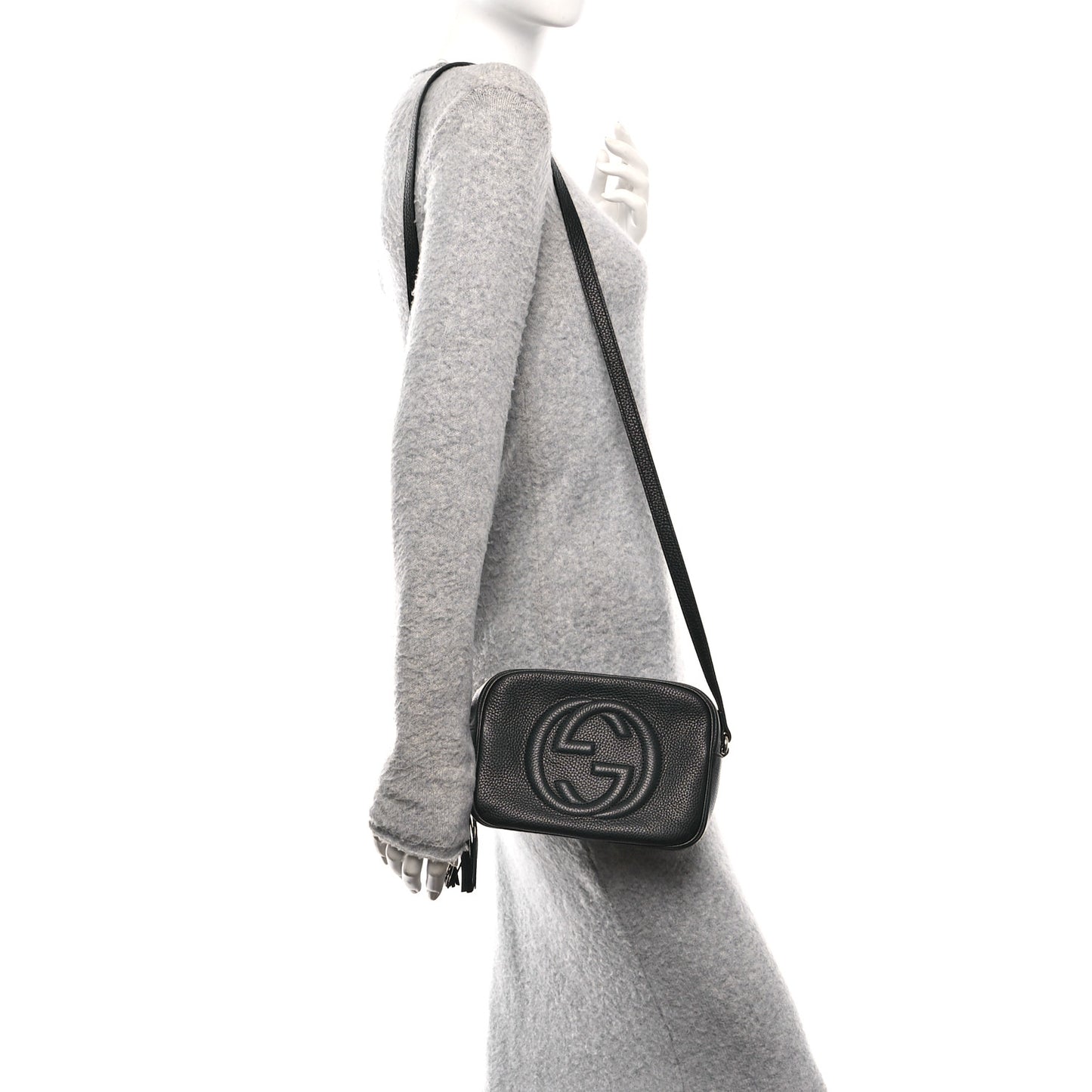 Pebbled Calfskin Small Soho Disco Bag Black